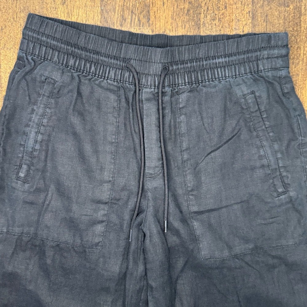 Athleta Black Linen Jogger Pants Elastic Waist Drawstring Size XS - Picture 2 of 8